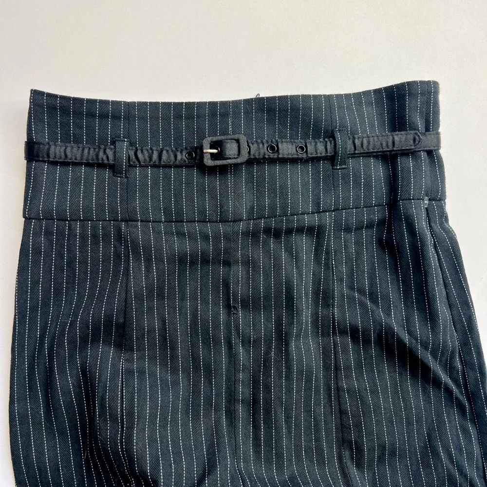 Rampage 90s/Y2K Pinstripe Flared Hem Pencil Skirt with Belt